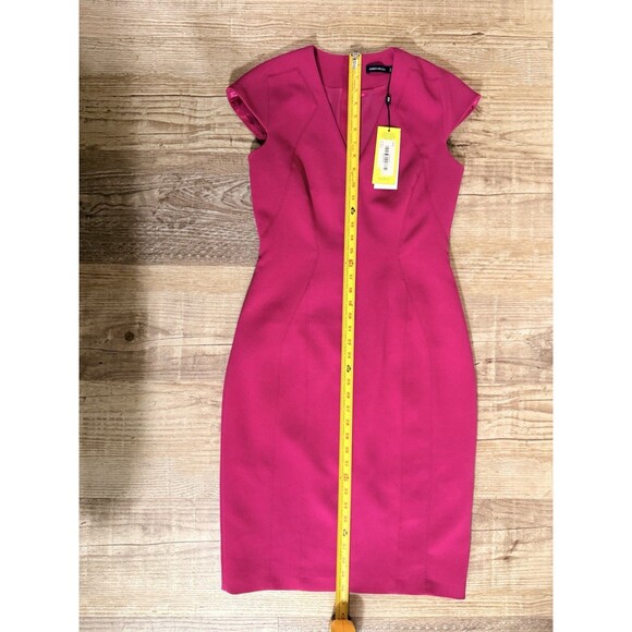 Karen Millen Dress Magenta Cap Sleeve Lined Sheath Size 8 NWT $339 - Picture 3 of 5